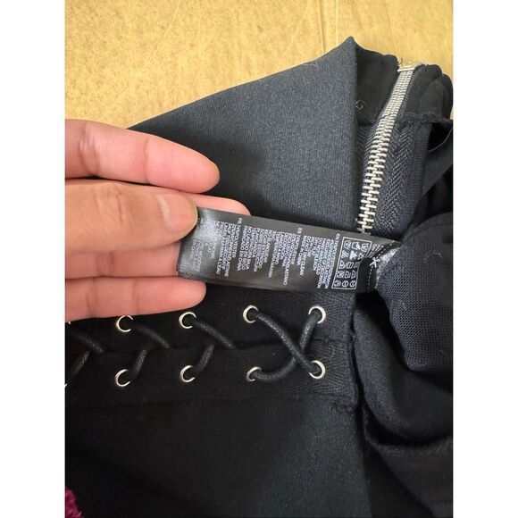 Forever 21 Black Lace-Up Mini Skirt | Side Corset Detail Bodycon Skirt Size Medi - Picture 3 of 9